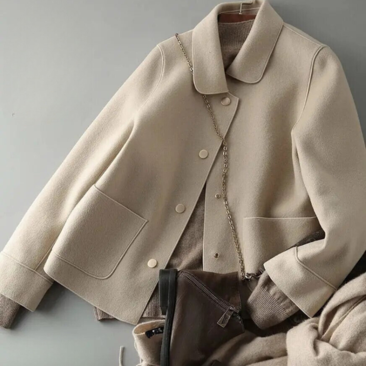 SUENTA Damen Lässige Knopf Daunen Jacke Warme Winter Stil - Winterjacke Damen Beige
