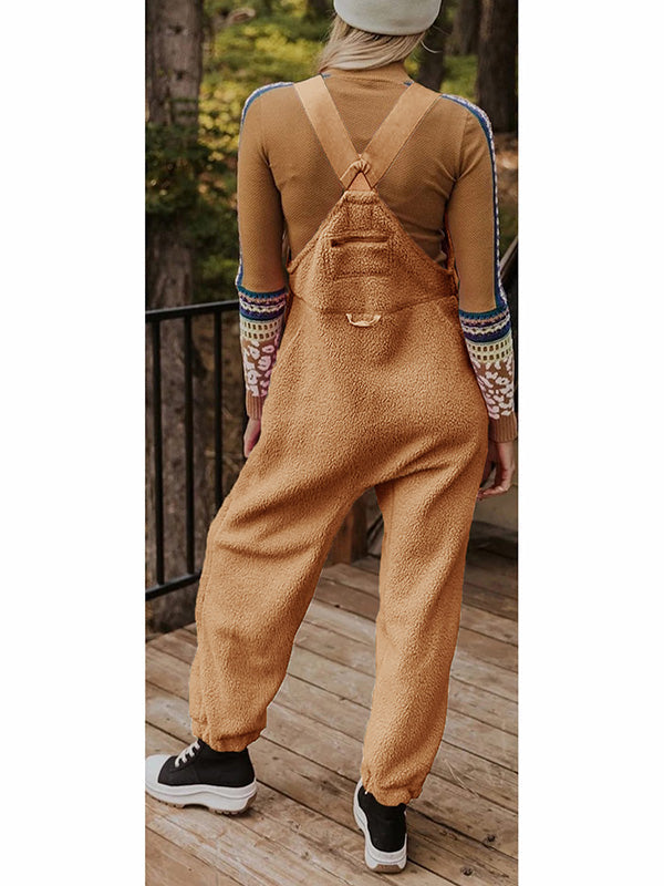 SUENTA Damen Fleece Thermo Overall – Warmer Einteiler mit Praktischen Reißverschlusstaschen