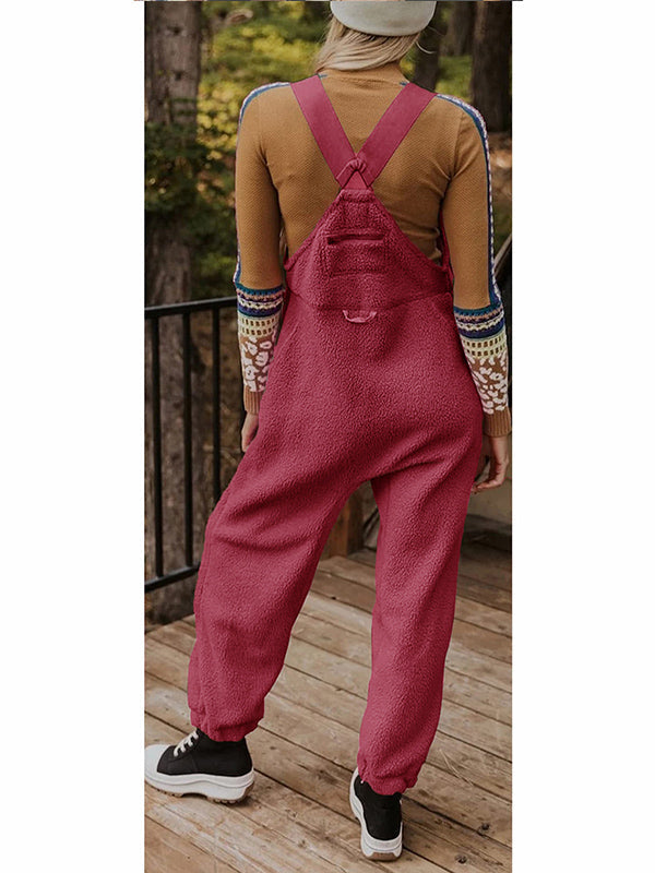 SUENTA Damen Fleece Thermo Overall – Warmer Einteiler mit Praktischen Reißverschlusstaschen