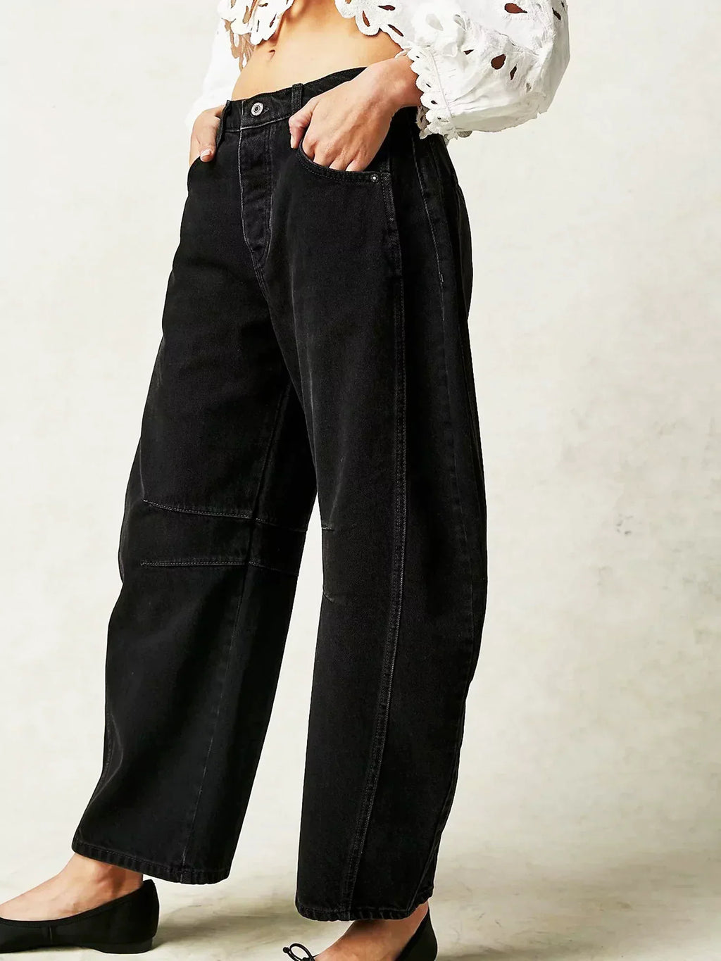 Amore | Damen Bedruckte Jeans mit Weitem Bein