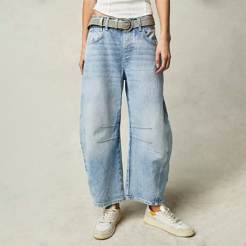 Damen High-Waist Barrel-Leg Relaxed-Fit Jeans