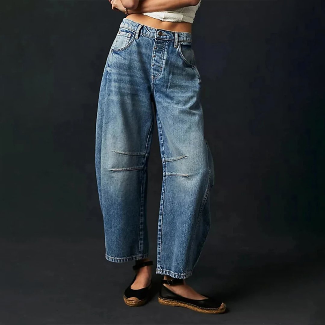 Damen High-Waist Barrel-Leg Relaxed-Fit Jeans