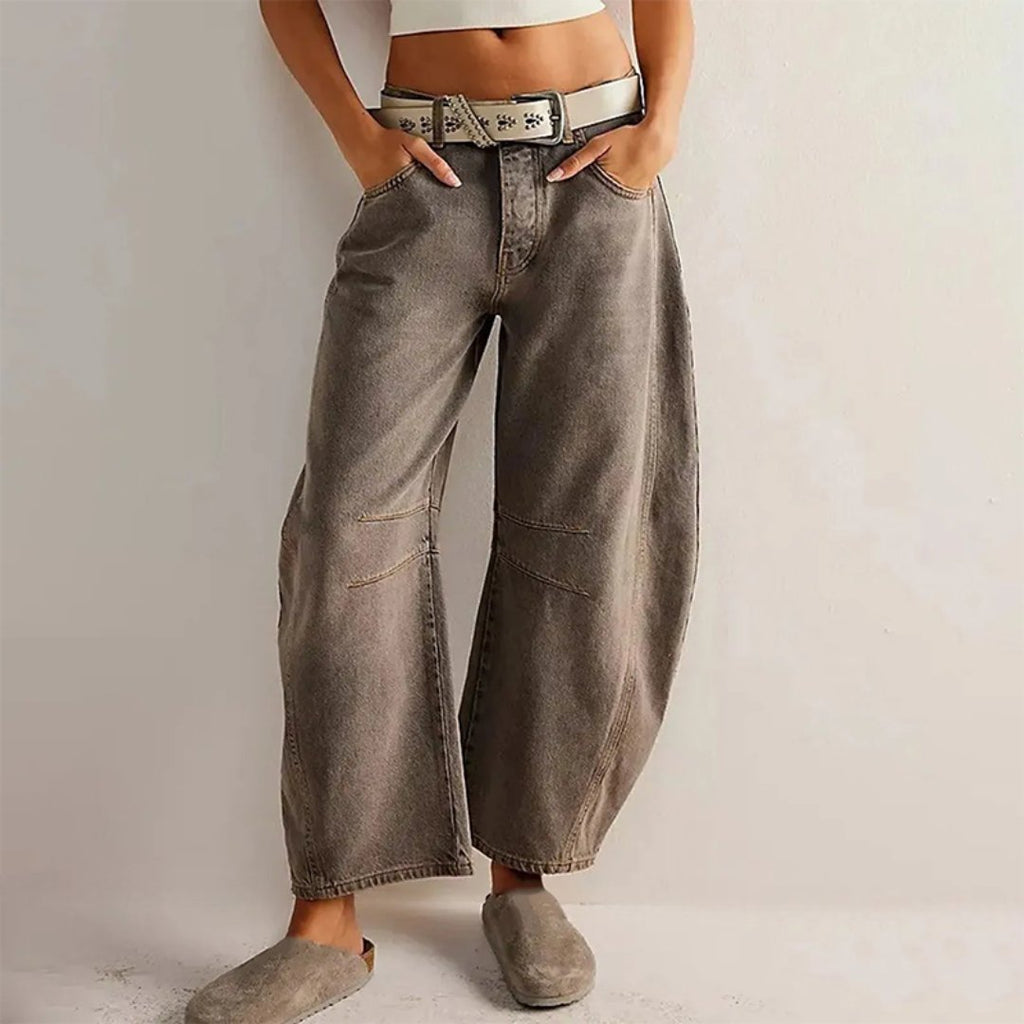 Damen High-Waist Barrel-Leg Relaxed-Fit Jeans