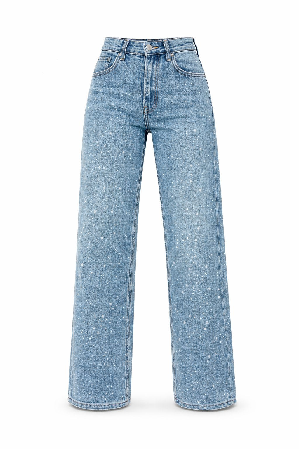 Flōre | Jeans scintillanti da donna a vita alta e gamba dritta