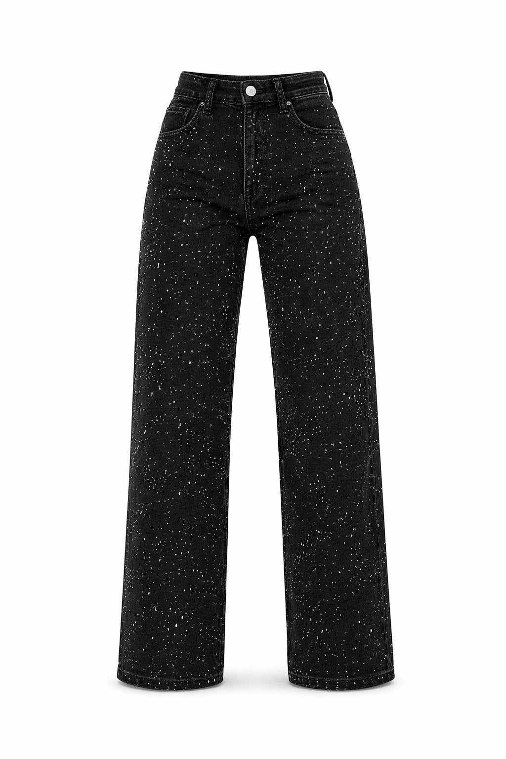 Flōre | Jeans scintillanti da donna a vita alta e gamba dritta