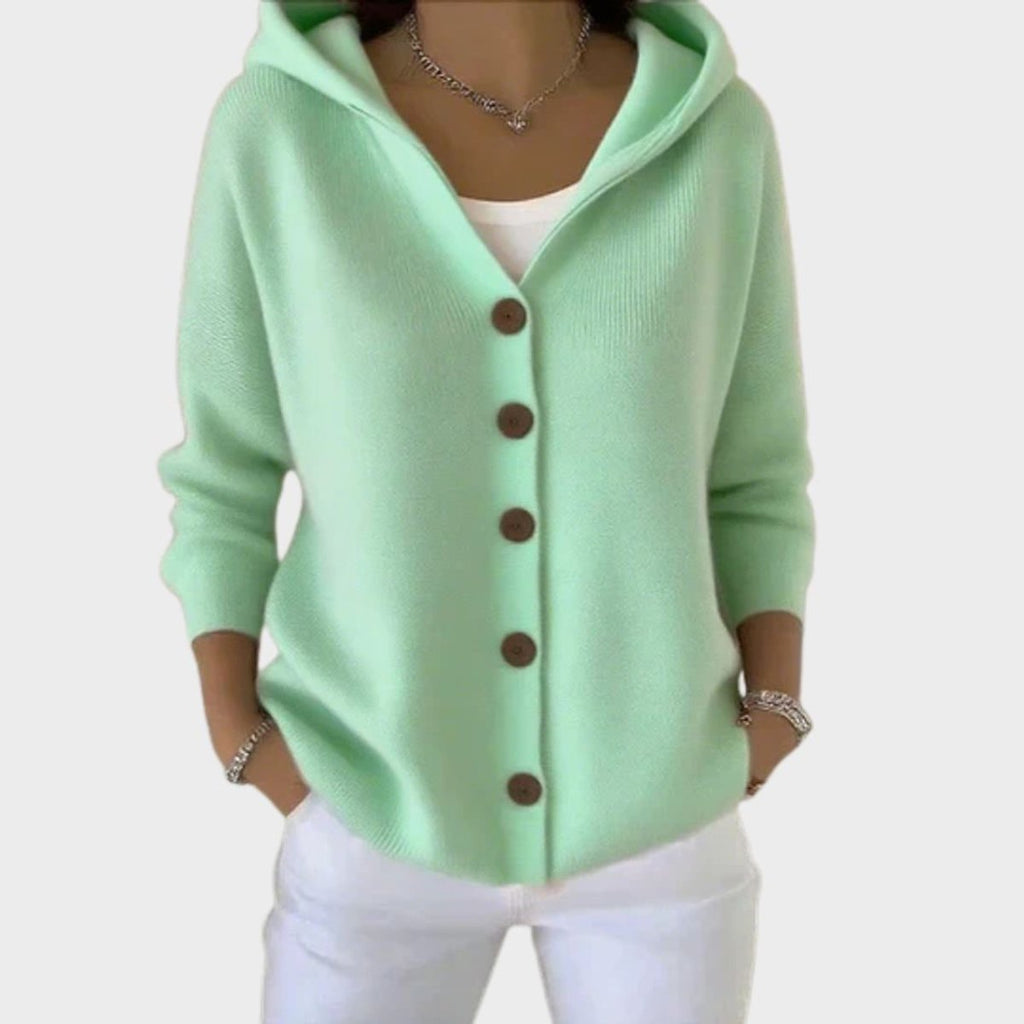 Inspire | Damen Kapuzen-Cardigan mit Knopfleiste Relaxed Fit Langarm