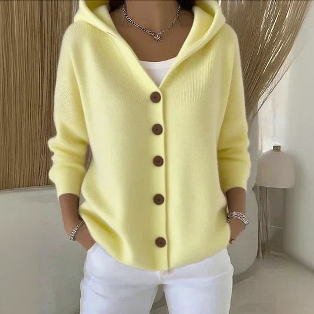 Inspire | Damen Kapuzen-Cardigan mit Knopfleiste Relaxed Fit Langarm