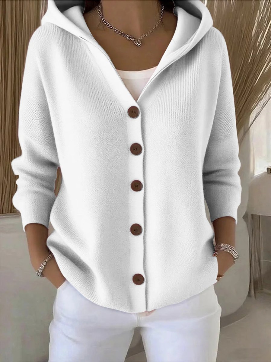 Inspire | Damen Kapuzen-Cardigan mit Knopfleiste Relaxed Fit Langarm