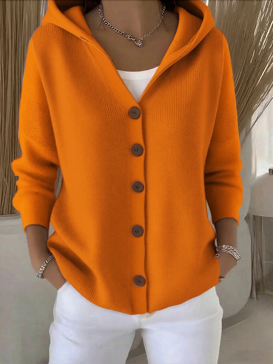Inspire | Damen Kapuzen-Cardigan mit Knopfleiste Relaxed Fit Langarm