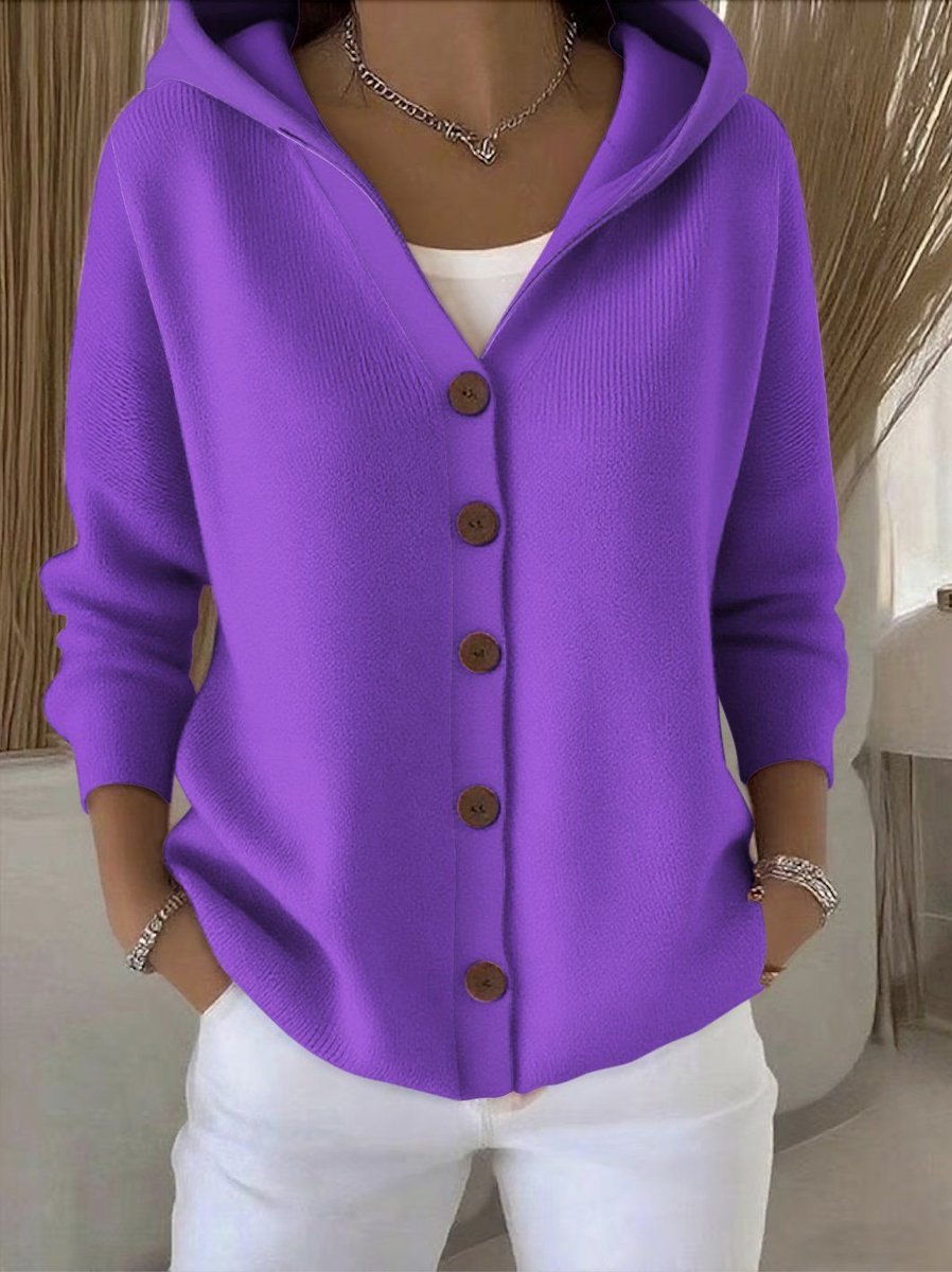 Inspire | Damen Kapuzen-Cardigan mit Knopfleiste Relaxed Fit Langarm
