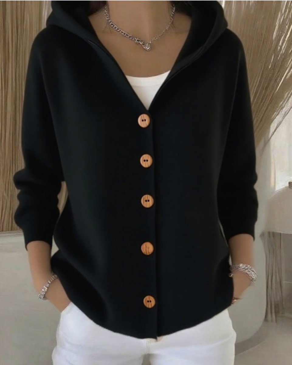 Inspire | Damen Kapuzen-Cardigan mit Knopfleiste Relaxed Fit Langarm