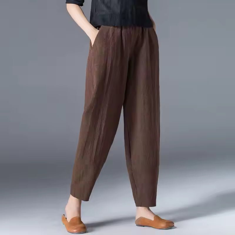 Damen Leichte Sommer Relaxed-Fit Knöchellange Hose - Gray
