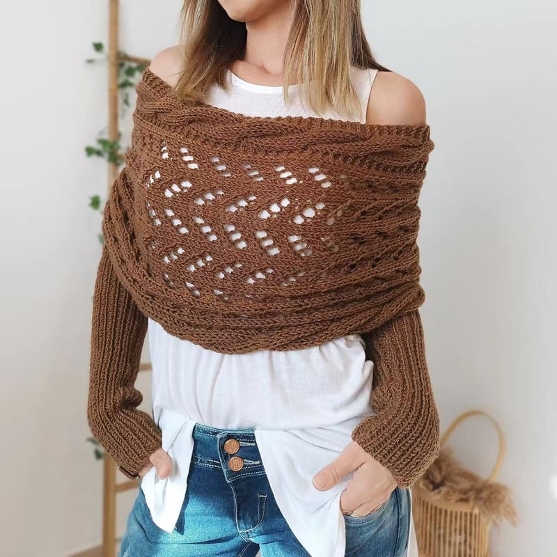 SUENTA Bequemer Strickschal Kuschelige Strickqualität Eleganz Kaffee