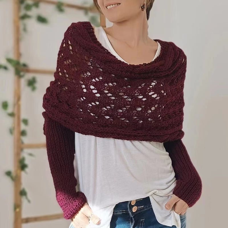 SUENTA Bequemer Strickschal Kuschelige Strickqualität Eleganz Dunkelrot