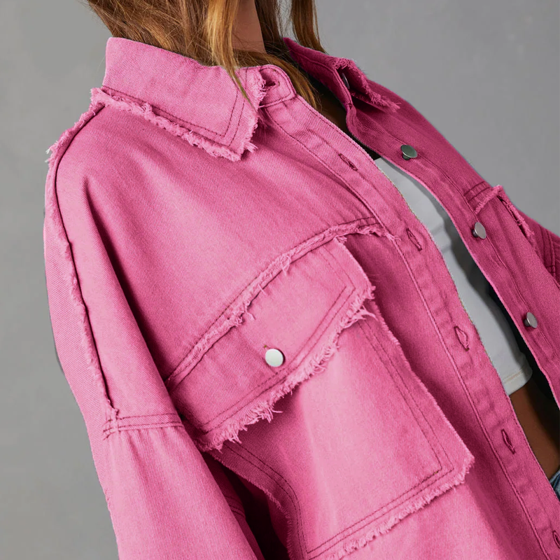 SUENTA Damen Weite Jeansjacke Aus Baumwolle Vibrant Denim