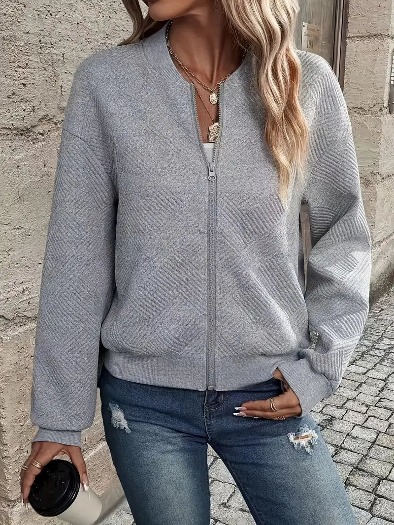 Flōre | Damen Strickjacke mit Reißverschluss und Struktur