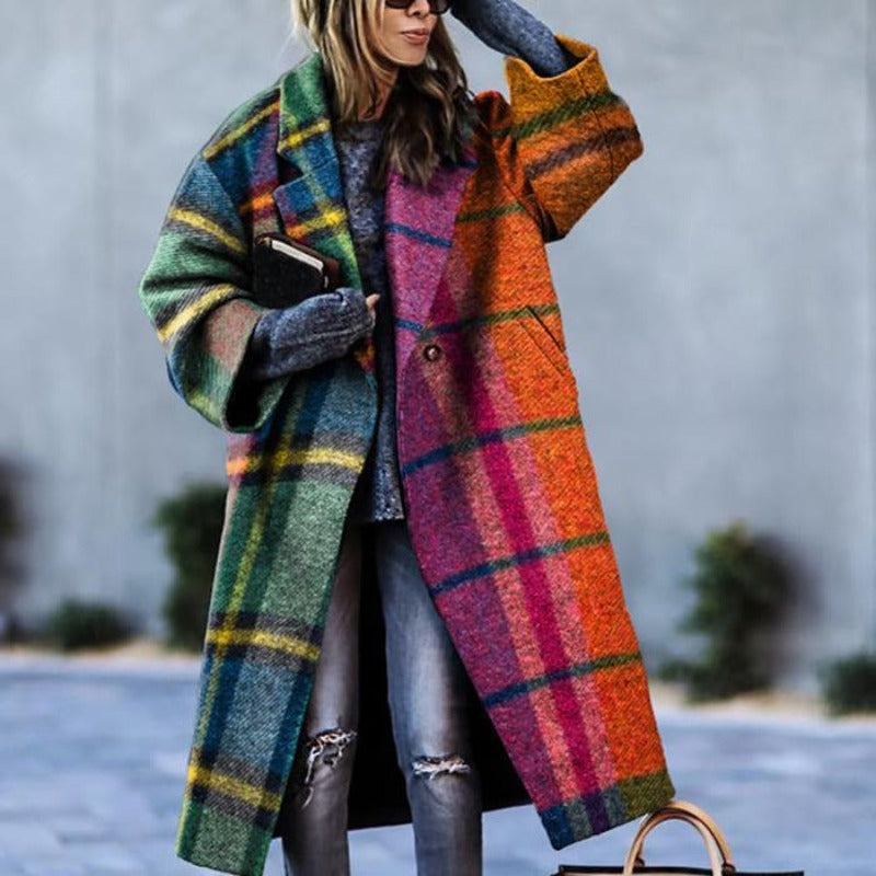 SUENTA Damen Lässiger Herbst Lang Mantel Warme Eleganz Herbsttage - Winterjacke Damen Orange