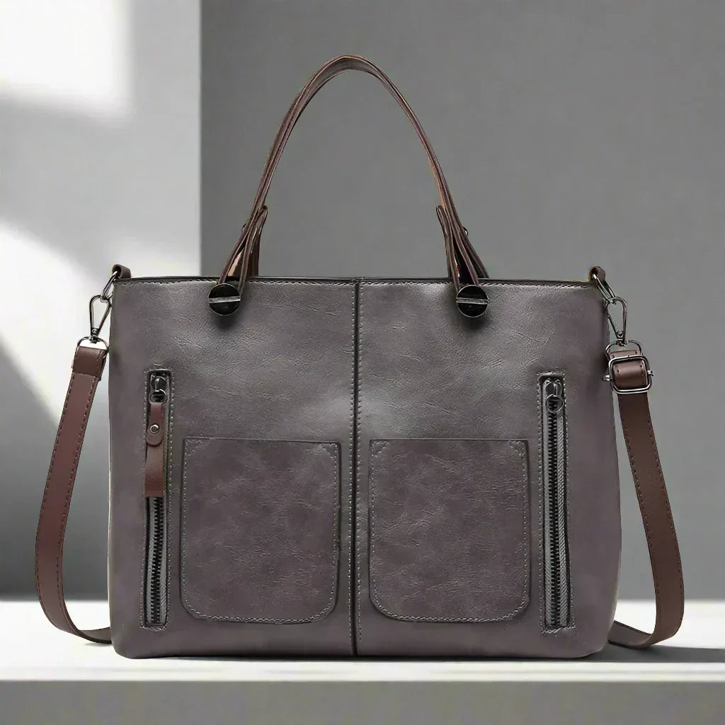 SUENTA Damen Tasche Im Vintage-Stil Retro-Look Material Qualität Grau