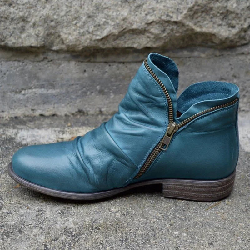 SUENTA Sunkisses Damen Stiefeletten - Elegant mit seitlichem Reißverschluss Blau
