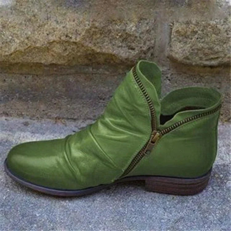 SUENTA Sunkisses Damen Stiefeletten - Elegant mit seitlichem Reißverschluss Grün