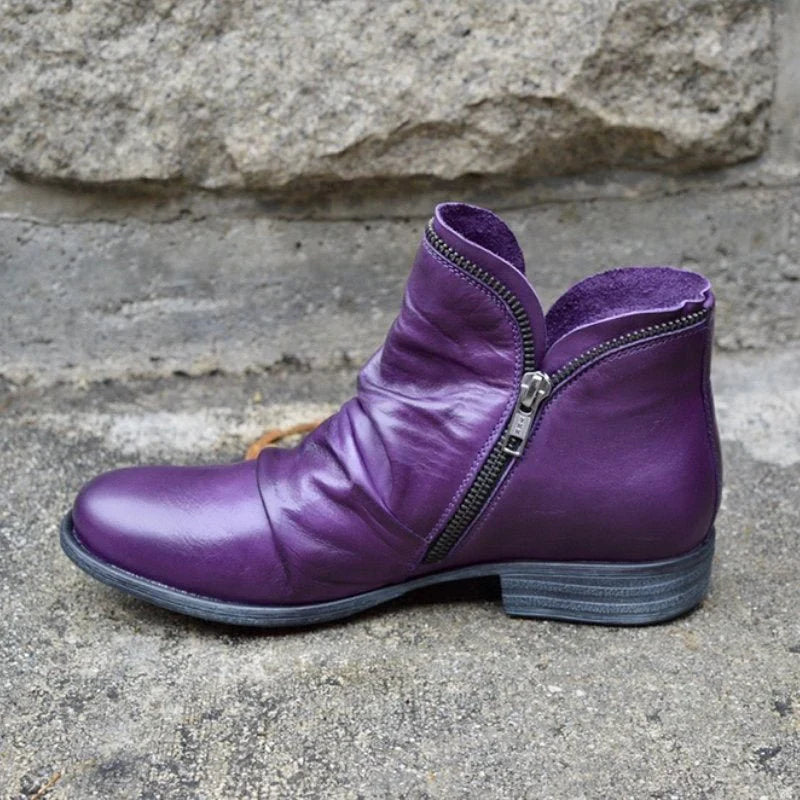 SUENTA Sunkisses Damen Stiefeletten - Elegant mit seitlichem Reißverschluss Lila