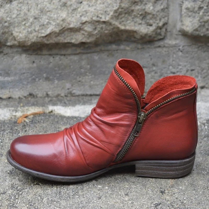 SUENTA Sunkisses Damen Stiefeletten - Elegant mit seitlichem Reißverschluss Rot