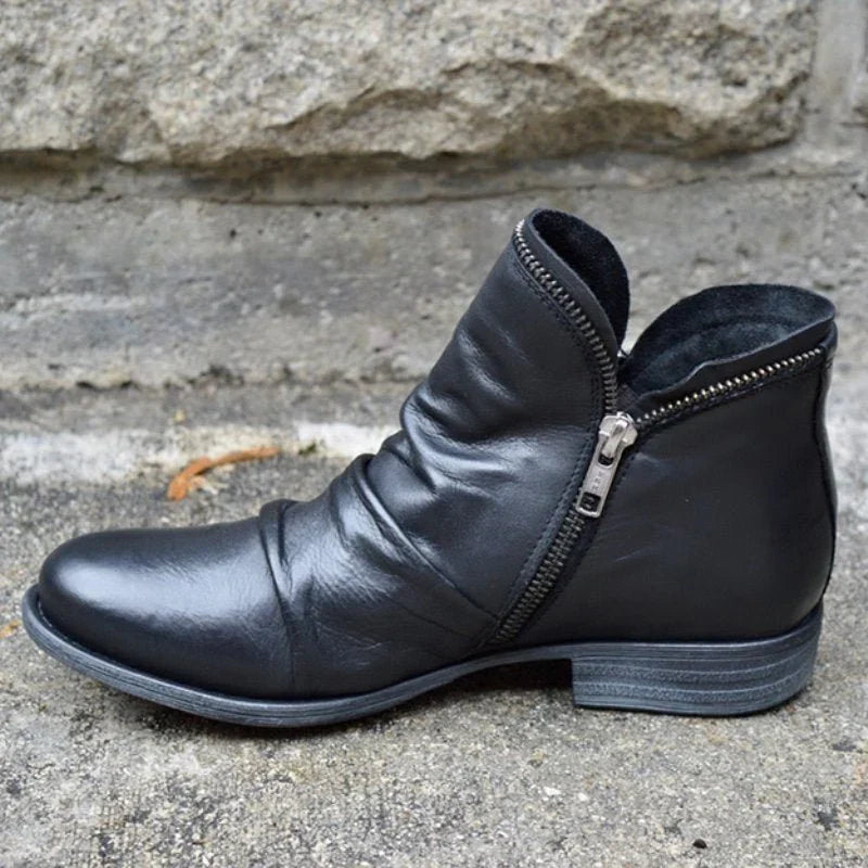 SUENTA Sunkisses Damen Stiefeletten - Elegant mit seitlichem Reißverschluss Schwarz