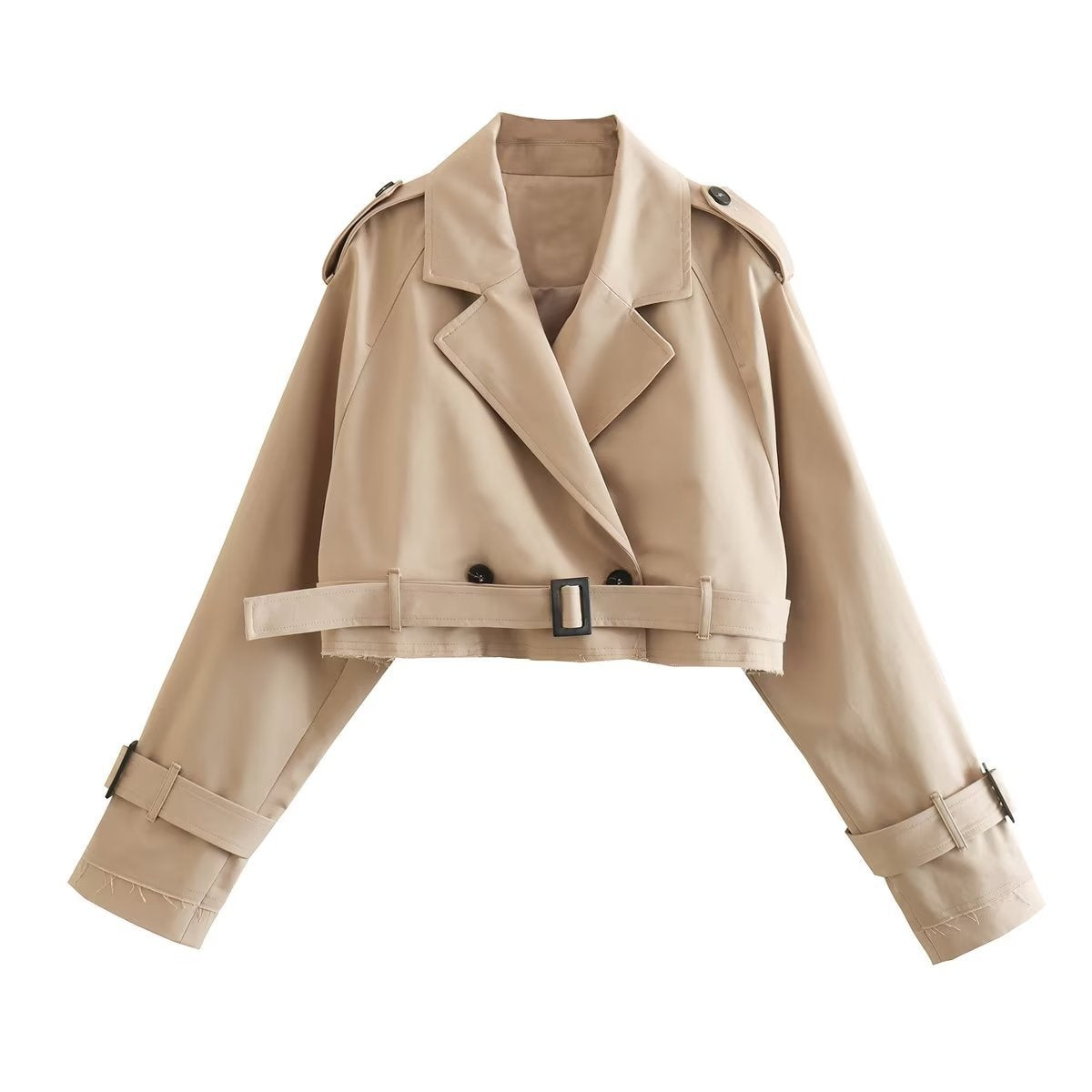 SUENTA Damen Kurzer Trenchcoat Stilvolle Eleganz Zeitlosem Stil Khaki