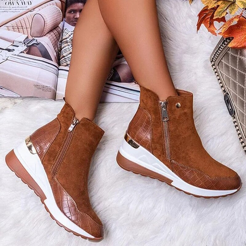 SUENTA Damen Bequeme Wasserdichte Stiefeletten Weiches Material - Winterstiefel