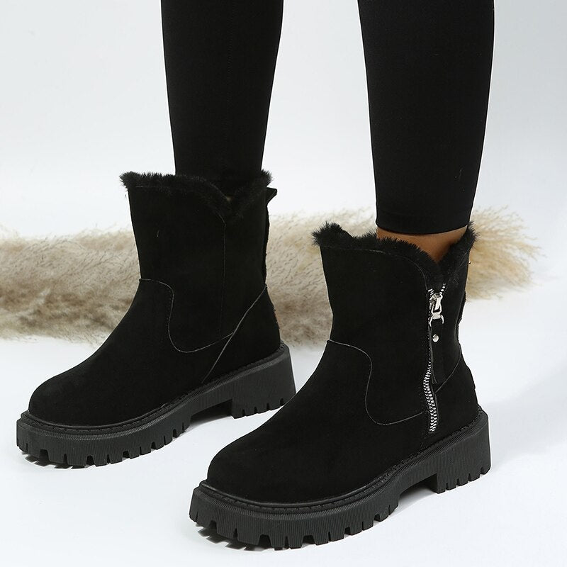 SUENTA Damen-Stiefeletten mit seitlichem Reißverschluss | Rutschfest - Winterstiefel