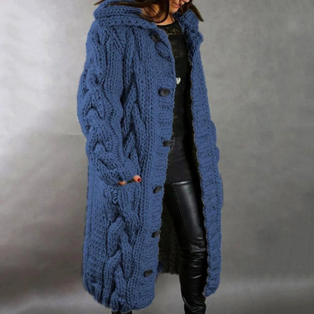 Ēden | Cardigan lungo e caldo da donna in maglia per l'inverno