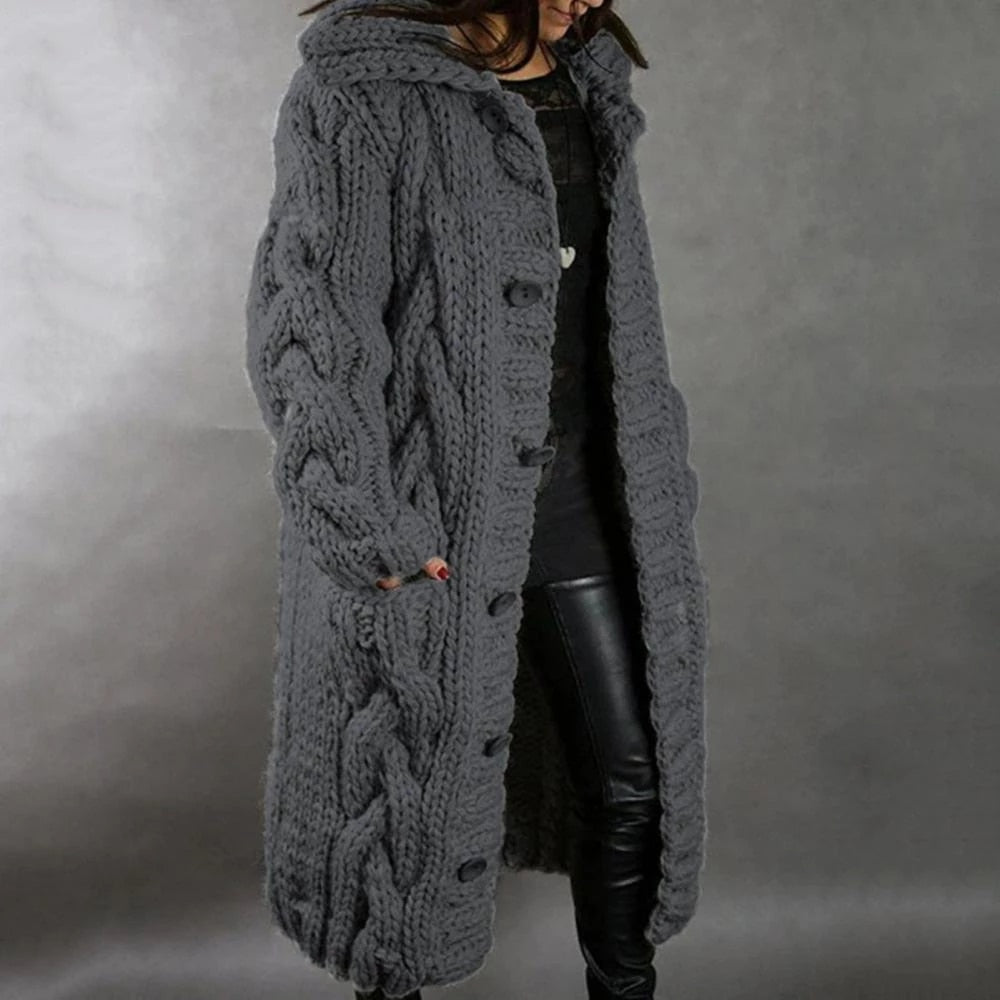 Ēden | Cardigan lungo e caldo da donna in maglia per l'inverno