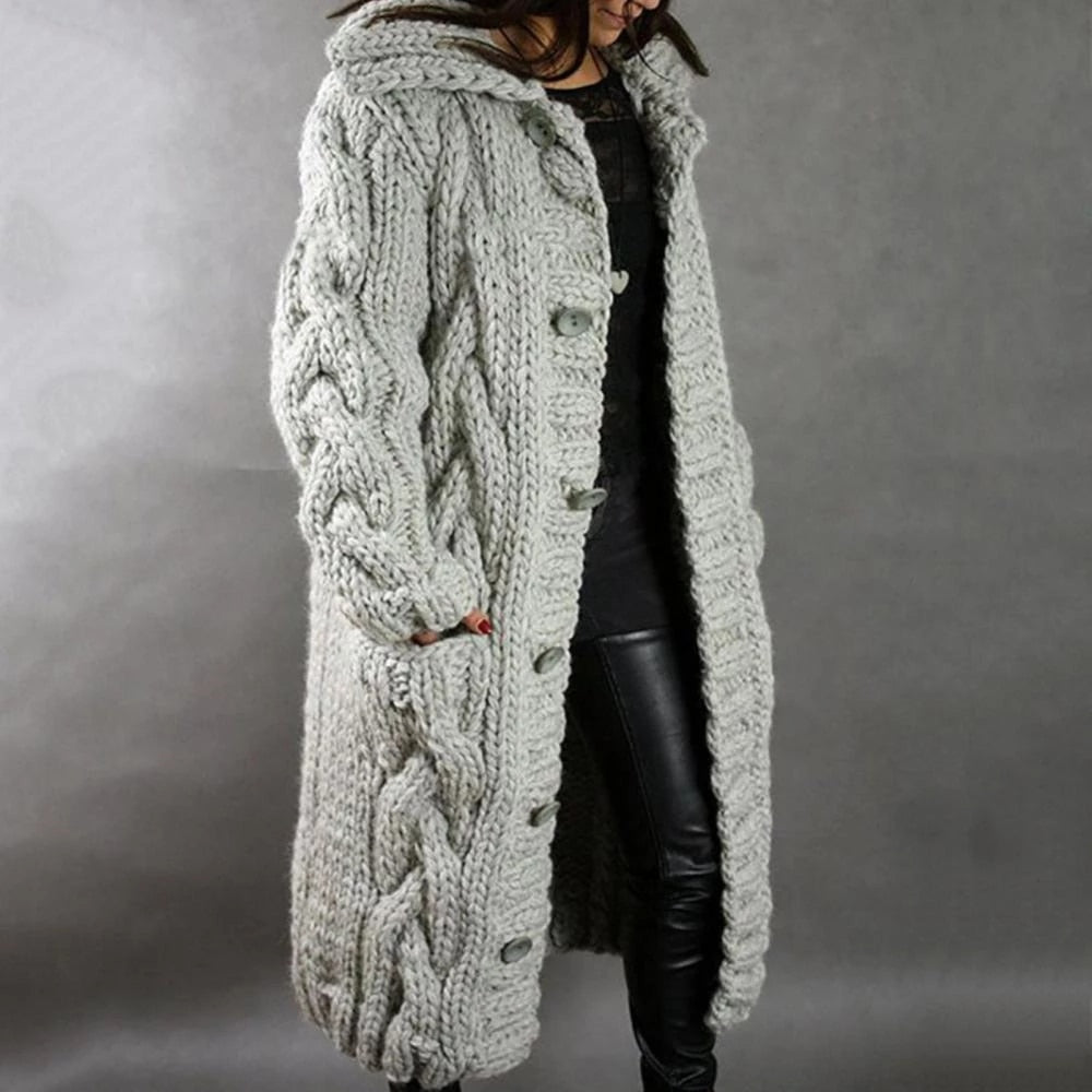 Ēden | Cardigan lungo e caldo da donna in maglia per l'inverno