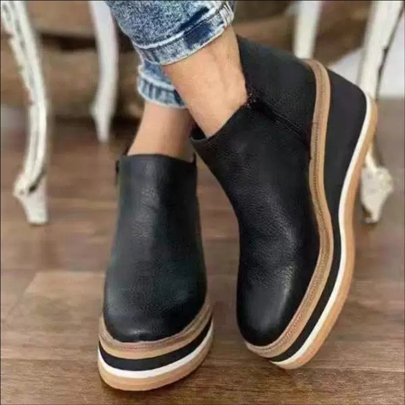 SUENTA Damen Stiefeletten mit Plateau Moderne Silhouette Alltag - Winterstiefel Schwarz