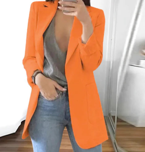 SUENTA Blazer Stilvoller Eleganter Für Damen Taillierte Schick - Winterjacke Damen Orange