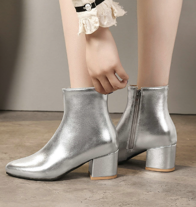 SUENTA Vassion Damen Stiefeletten - Silber mit Metallischem Glanz
