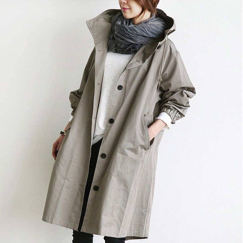SUENTA Damen Wasserdichter Trenchcoat für Damen Stilvoll Funktional Grau