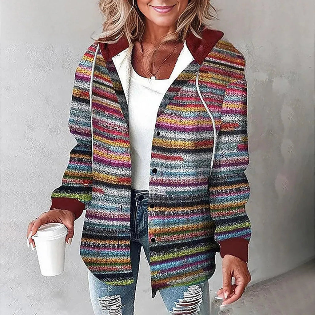 Tasana | Damen Winter Freizeit Karo Hoodie Jacke