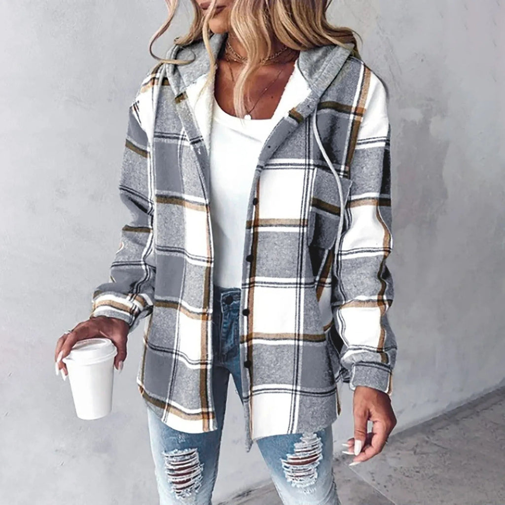 Tasana | Damen Winter Freizeit Karo Hoodie Jacke