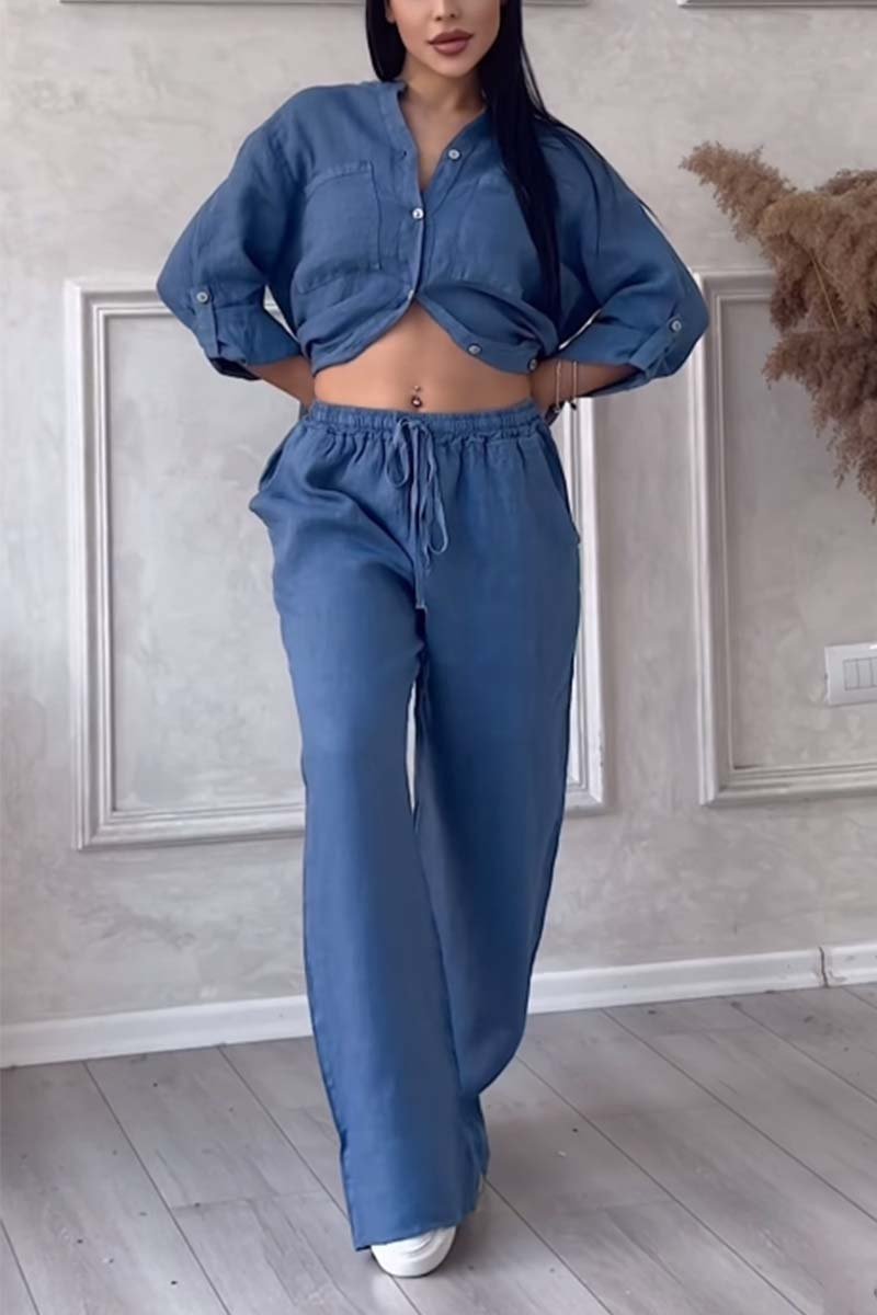 SUENTA Damen Zweiteiler Set – Bequemes Outfit aus Hochwertigen Materialien Blau
