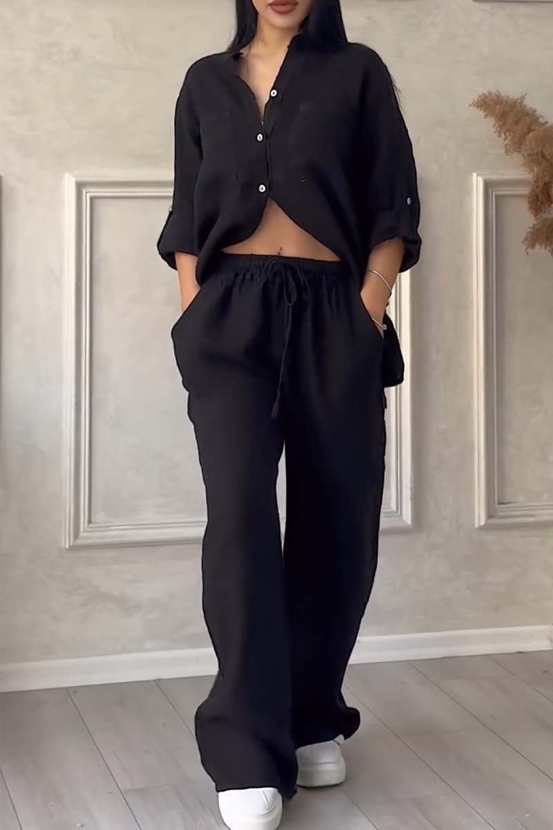 SUENTA Damen Zweiteiler Set – Bequemes Outfit aus Hochwertigen Materialien Schwarz