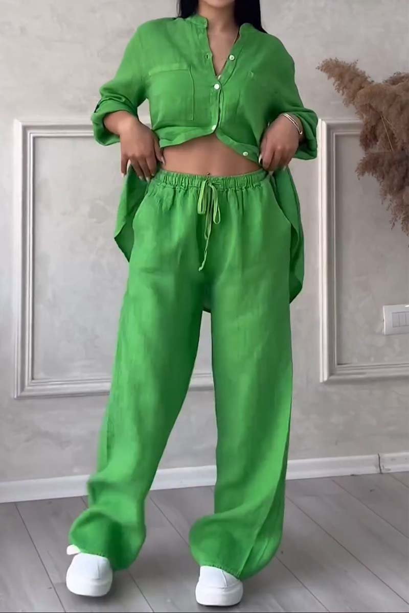 SUENTA Damen Zweiteiler Set – Bequemes Outfit aus Hochwertigen Materialien Grün