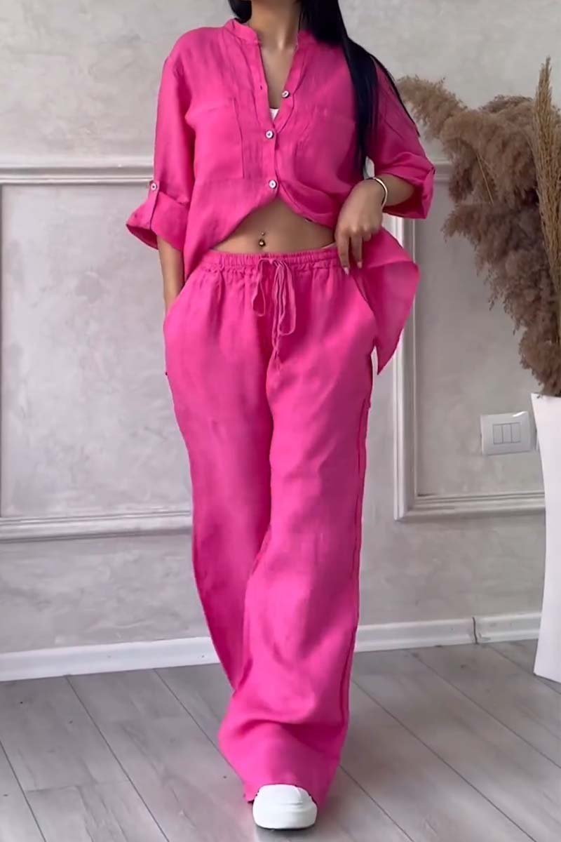 SUENTA Damen Zweiteiler Set – Bequemes Outfit aus Hochwertigen Materialien Rosa-rot