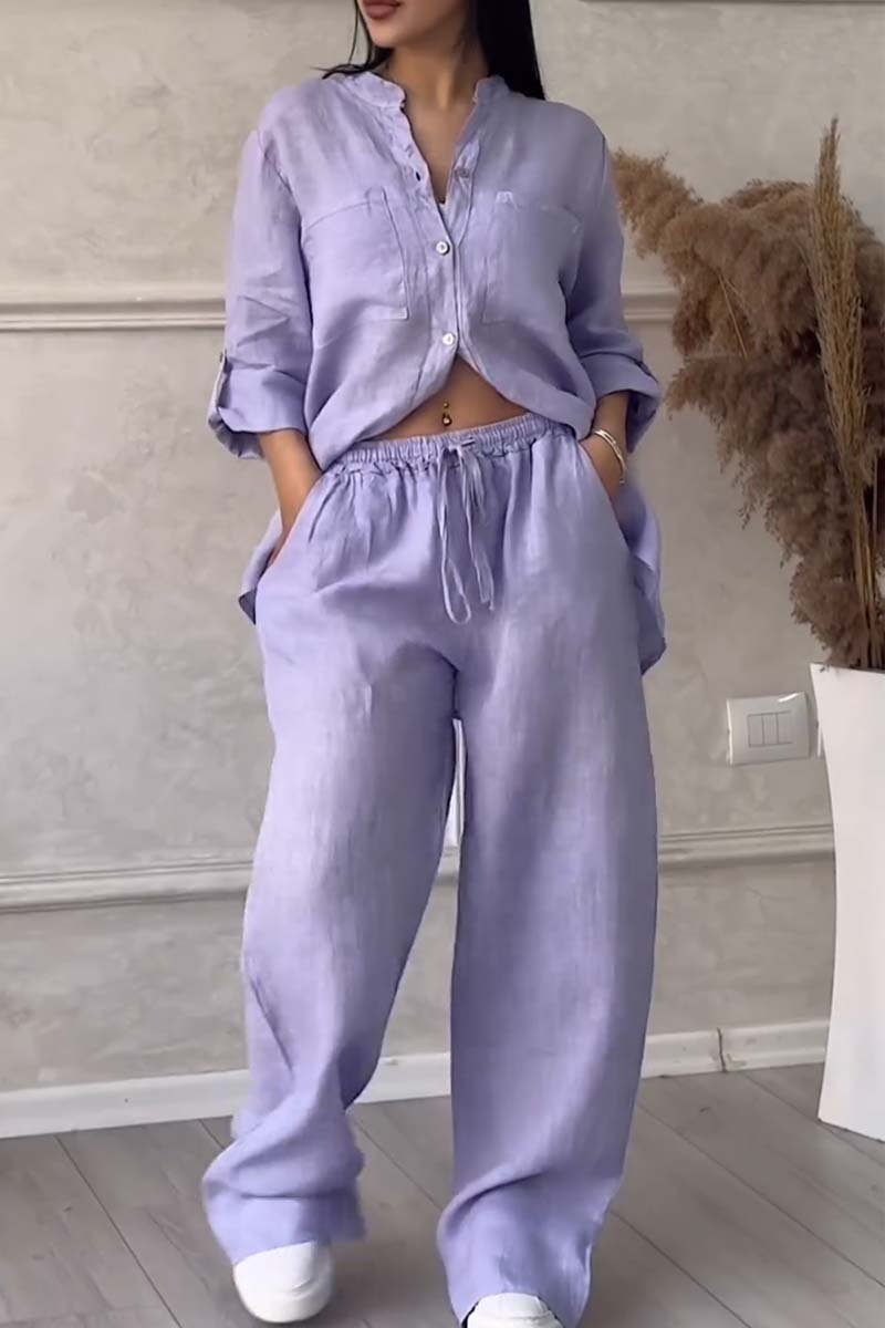 SUENTA Damen Zweiteiler Set – Bequemes Outfit aus Hochwertigen Materialien Lila