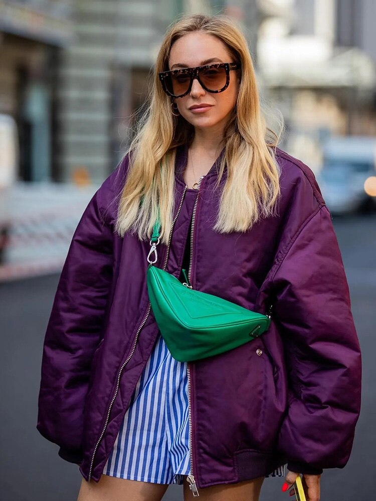 SUENTA Damen Bomber Übergangsjacke Übergroße Weiches Material Warm