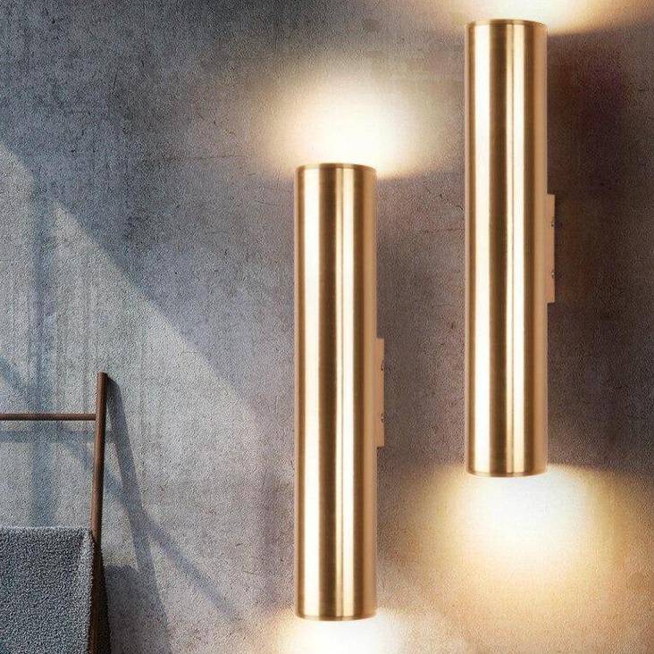 SUENTA Design-Wandlampe Zylindrisch aus Goldfarbenem LED Dekoration