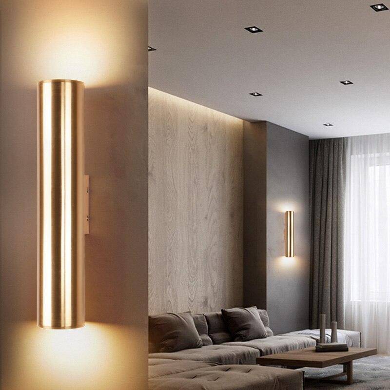 SUENTA Design-Wandlampe Zylindrisch aus Goldfarbenem LED Dekoration