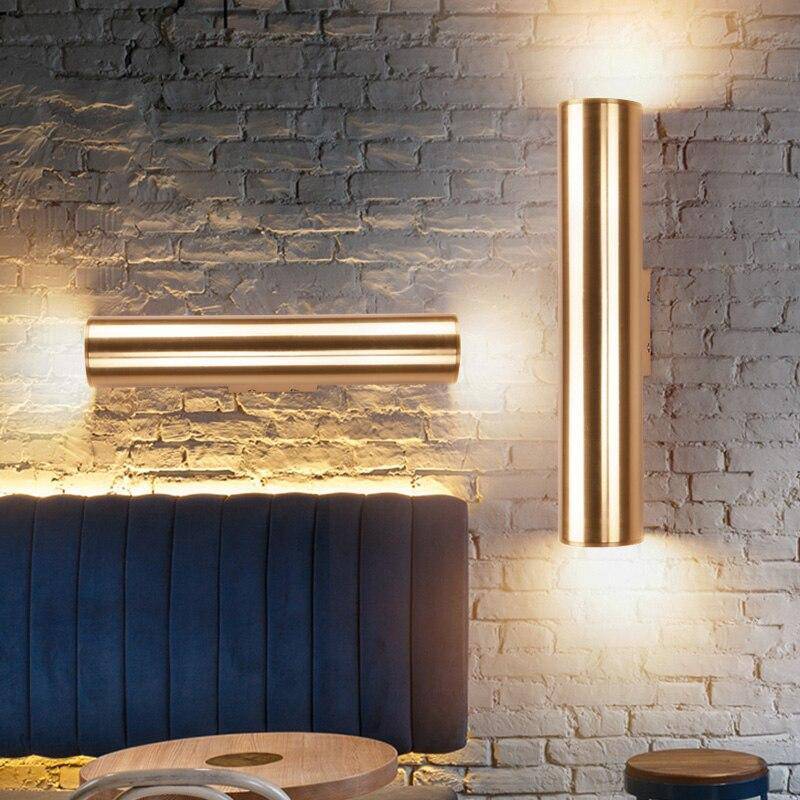 SUENTA Design-Wandlampe Zylindrisch aus Goldfarbenem LED Dekoration