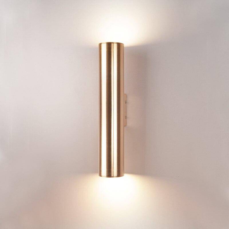 SUENTA Design-Wandlampe Zylindrisch aus Goldfarbenem LED Dekoration