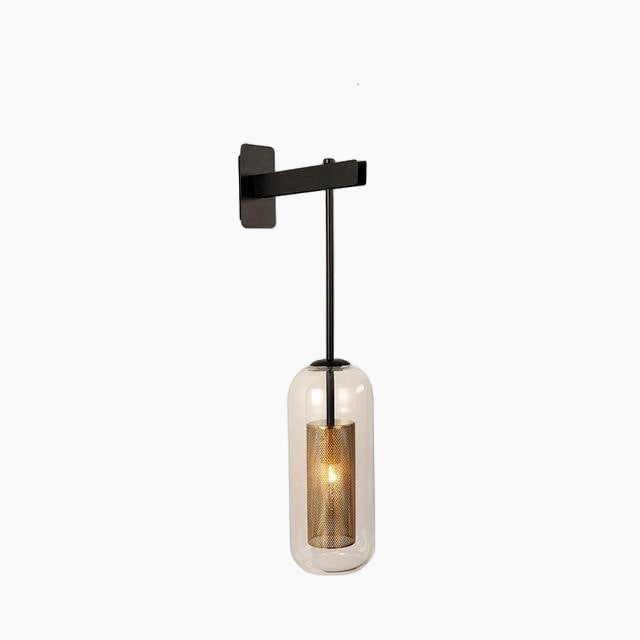 SUENTA Industrielle Wandlampe aus Metall und Glas im Vintage-Stil
